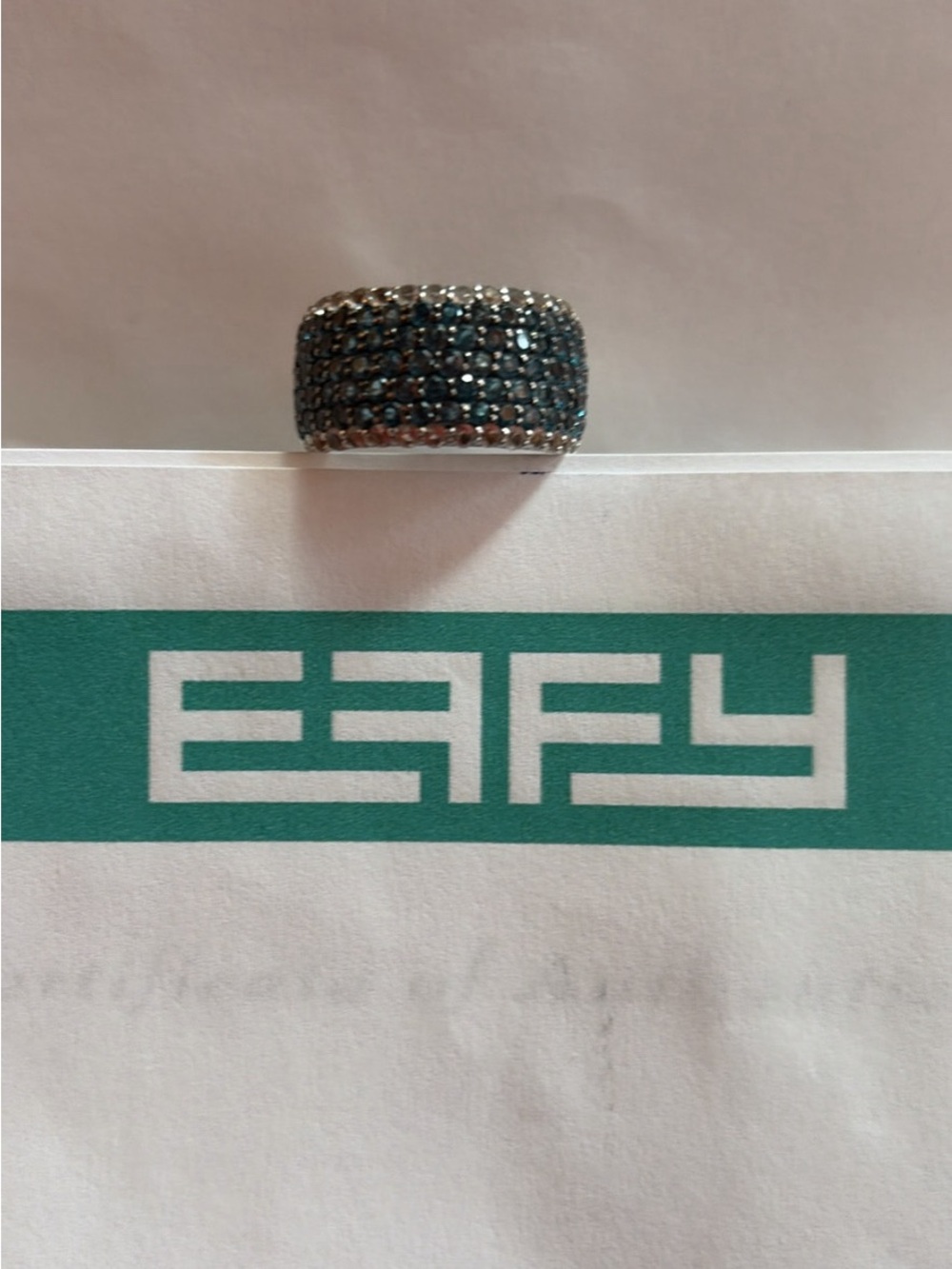 Effy London Blue topaz with white topaz and sterling Silver Pave Ring size 7